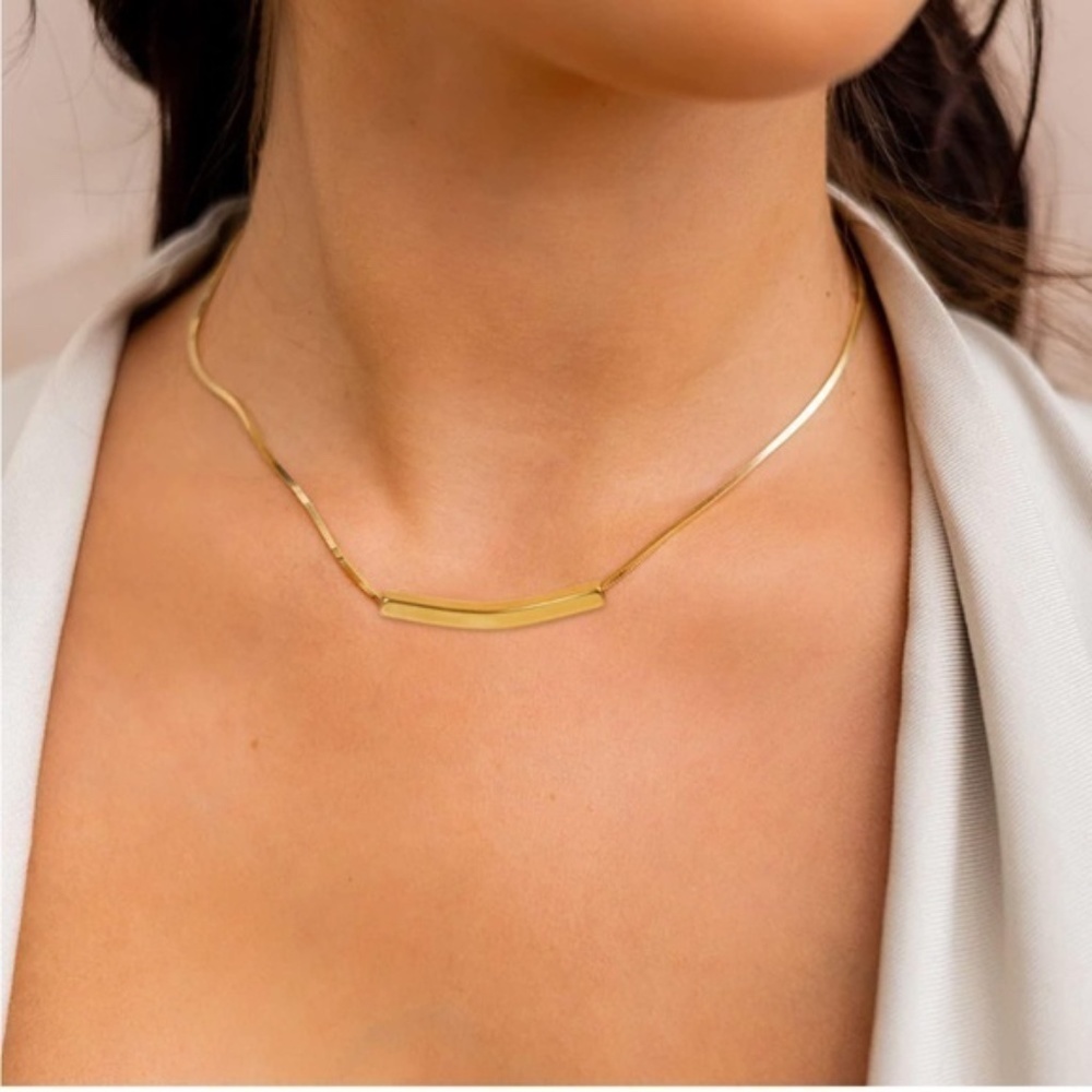 Gold 14k Gold Plated Bar Necklace